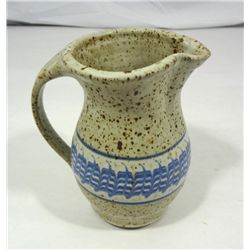 Signed Nafziger Cream and Blue Pitcher