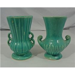 Two McCoy Vases-Aqua