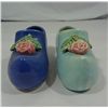 Image 1 : Two Dutch Shoe Planters with Roses-McCoy
