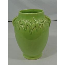 McCoy Glossy Green Vase with leaf pattern
