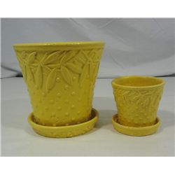 Two Hobnail and Leaves Pots and saucers