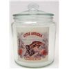 Image 1 : 15196 - BLACK AMERICAN LITTLE AFRICA SMALL GLASS ADVERTISING COUNTER JAR