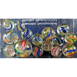 Marbles: Lot 3. Swirl. Assorted Core. 15 Marbles.