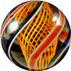 Image 2 : Marbles: Lot 19. Orange Latticinio Swirl. 1-9/16". NM+ 8.7