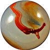 Image 2 : Marbles: Lot 45. Akro Agate Company. Blue/Carnelian Hybrid Oxblood. 5/8". Mint- 9.1