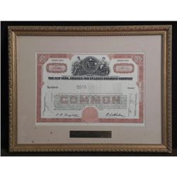 OLD RAILROAD CO FRAMED STOCK CERTIFICATE