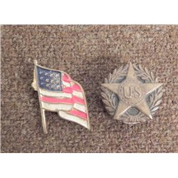 TWO WWI PATRIOTIC PINS-US IN STAR & FLAG