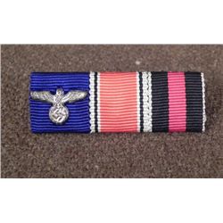 NAZI 3 RIBBON BAR PRAGUE & MILITARY LONG SERVICE