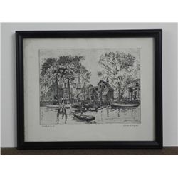 VINTAGE "OLD RED BANK" FRAMED PRINT-LIONEL BARRYMORE