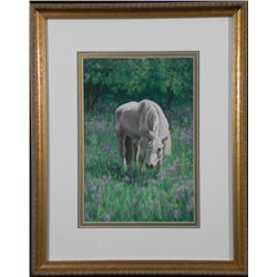 Carolyn Griffin Original Pastel Art White Horse -Framed