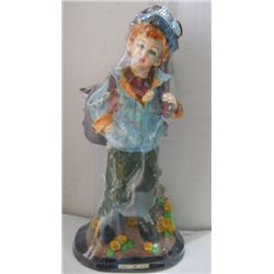 Sweet Boy with his Badminton Polystone Statue Height: 16 inch, Width: 9 inch