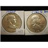 Image 1 : 1957 & 63-D FRANKLIN HALF DOLLARS