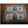 Image 1 : 1953 & 63 $5 US NOTES RED SEALS