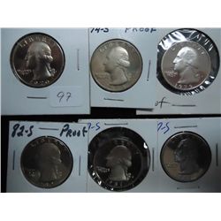 1970-S,74-S,79-S,82-S,87-S, & 97-S PF QUARTERS