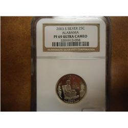 2003-S SILVER ALABAMA QUARTER NGC PF69 ULTRA CAMEO