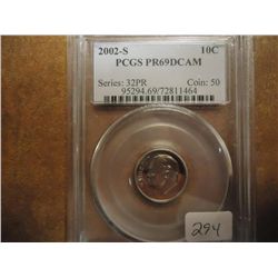 2002-S ROOSEVELT DIME PCGS PR69 DCAM