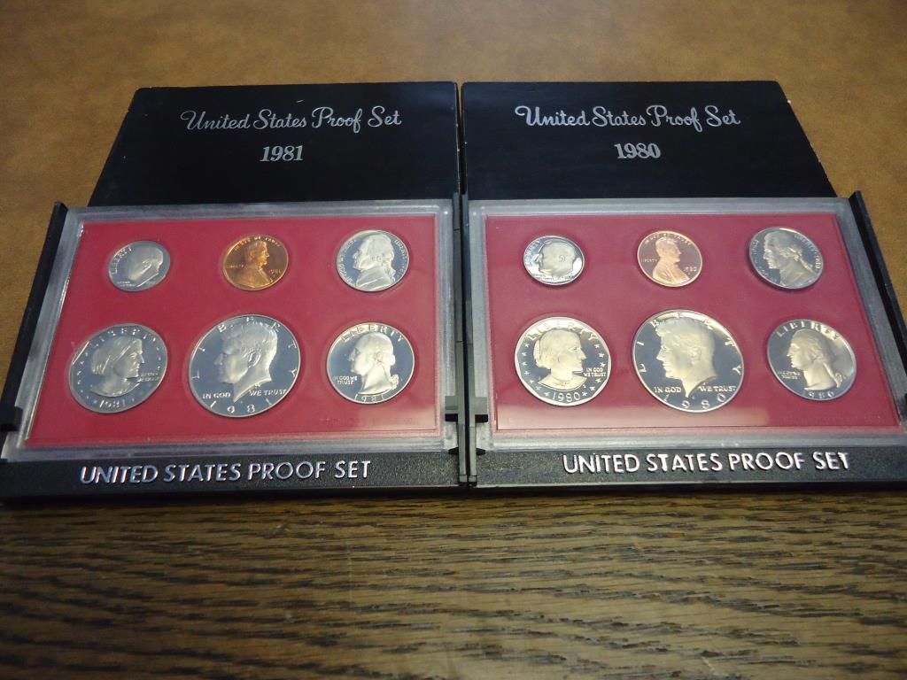 1980 & 81 US PROOF SETS (WITH BOXES)