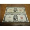 Image 1 : 1953-A & 1963 $5 US NOTES RED SEALS