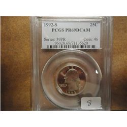 1992-S WASHINGTON QUARTER PCGS PR69 DCAM