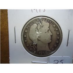1915 BARBER HALF DOLLAR KEY DATE (VERY GOOD)