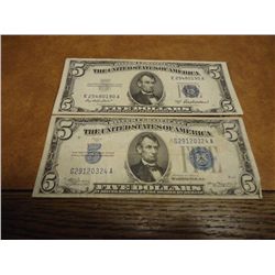 1934-A & 53-A $5 SILVER CERTIFICATES