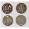 Image 2 : 4 LOW GRADE THREE CENT NICKELS