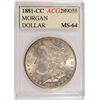 Image 1 : 1881-CC MORGAN SILVER DOLLAR, ACG MS-64 WHITE