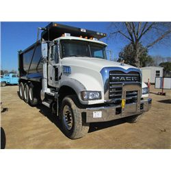 2014 MACK GU713 TRI AXLE DUMP, S/N 1M2AX07C8EM018497, 445HP MACK MP8 ENG, 10 SPD MACK T310M TRANS, 4