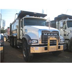 2011 MACK GU713 TRI AXLE DUMP, S/N 1M2AX09C7BM010349, 425HP MACK MP8 ENG, 10 SPD MACK T 310M TRANS, 