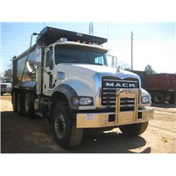 2011 MACK GU713 TRI AXLE DUMP, S/N 1M2AX09C3BM010350, 425HP MACK MP8 ENG, 10 SPD MACK T 310M TRANS, 