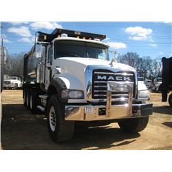 2008 MACK GU713 TRI-AXLE DUMP, S/N 1M2AX09C18M003776, MP8-425 MACK DIESEL ENG,M 10 SPD TRANS, 44K RE