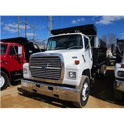 1994 FORD L9000 S/A DUMP, S/N 1FDTR90L9RVA19584, CUMMINS ENG, 10 SPD, A/B, 12' OX DUMP BODY, 13 YD C