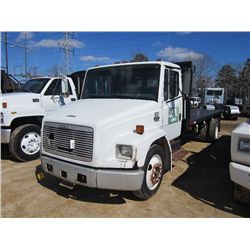 1997 FREIGHTLINER FL60 S/A FLATBED TRUCK, S/N 1FV3GFAC5VL601192, CUMMINS DIESEL ENG, 5 SPD TRANS, 18