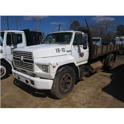 1989 FORD F600 S/A DUMP, S/N 1FDNF60KXKVA58000, FORD DIESEL ENG, 5 SPD TRANS, 14' FLATBED DUMP BODY,
