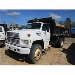 1993 FORD F800 S/A FLATBED DUMP, S/N PVA26522, 8.3L FORD DIESEL, A/T, 23K REARS, 12K FRONT, HARDEE 6