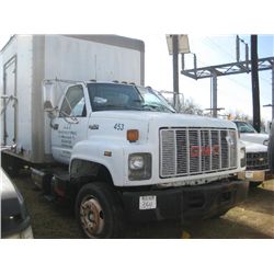 1992 GMC S/A VAN BODY TRUCK, S/N 1GDJ6H1P4NJ505050, GAS ENG, A/T, 20' BOX, ODOMETER READING 236,939 