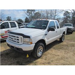 2004 FORD F250FX 4X4 PICKUP, S/N 1FTNX21P74EC61417, POWER STROKE DIESEL ENG, A/T, EXTENDED CAB, ODOM