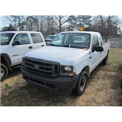 2003 FORD F250 PICKUP, S/N 1FTNX20LX3EB68887, GAS ENG, A/T, EXTENDED CAB, ODOMETER READING 206,419 M