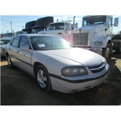 2003 CHEVROLET IMPALA 4 DOOR SEDAN, S/N 2G1WF52E639223757, GAS ENG, A/T, ODOMETER READING 259,778 MI