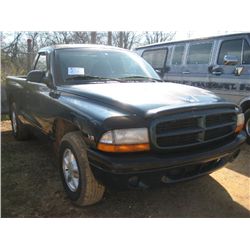 1997 DODGE DAKOTA SPORT PICKUP TRUCK, S/N 1B7FL26X6V5223267, V6, 5 SPD TRANS, ODOMETER READING 137,1