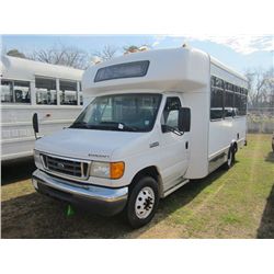 2006 FORD E350 PASSENGER BUS, S/N 1FDWE35P66HB01598, 6.0L DIESEL ENG, AUTO TRANS, 12 REAR PASSENGER 