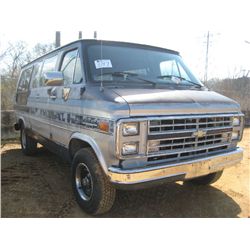 1989 CHEVROLET G20 GLADIATOR VAN, S/N 1GBEG25K4K7116405, GAS ENGINE, A/T, ODOMETER READING 77,416 MI