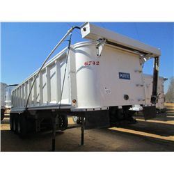 MATE 30' TRI-AXLE ALUMINUM DUMP TRAILER, S/N 1M9A303392H036742, FRAMELESS TARP, AIR RIDE, 12.85/75R2