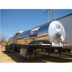 1987 BRENNER STAINLESS T/A TANK TRAILER, S/N 10BFT5210HF008483, 5,600 GAL CAP, 295/75R22.5 TIRES