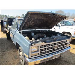 1989 CHEVROLET 3500 FLATBED TRUCK, S/N 1GBHR34J6KJ108931, 6.2 LITER DIESEL, AUTO, 12' STAKE BED
