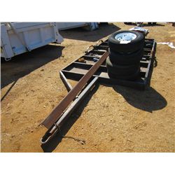 14' STEEL TRAILER DECK, W/AXLE, TIRES & RIMS