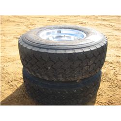 1 LOT (2) 425/65R22.5 TIRES & RIMS BRIDGESTONE