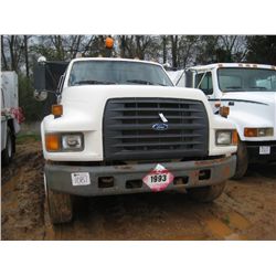 1997 FORD F SERIES S/A FUEL & LUBE TRUCK, S/N 1FDXF80C4VVA04919, FORD DIESEL ENG, A/T, 14' FLATBED B