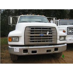 1996 FORD F SERIES S/A WATER TRUCK, S/N 1FDNF80C1TVA12495, CUMMINS DIESEL ENG, 5 SPD TRANS, ODOMETER