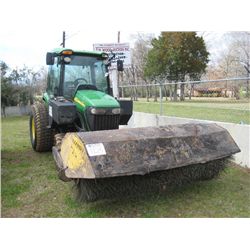 JOHN DEERE 4520 4X4 FARM TRACTOR, S/N , 3 PTH, 1 REMOTE, PTO, 8' FRONT BROOM ATTACH, ECAB W/AIR, 44-